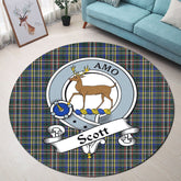 Scott Green Modern Tartan Crest Round Rug
