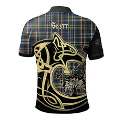 Scott Green Modern Tartan Polo Shirt Viking Wolf