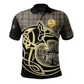 Scott Green Weathered Tartan Polo Shirt Viking Wolf