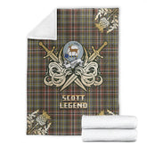 Scott Green Weathered Tartan Gold Courage Symbol Blanket