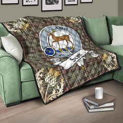 Scott Green Weathered Tartan Crest Premium Quilt - Gold Thistle Style