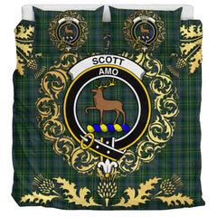 Scott Hunting 02 Tartan Crest Bedding Set - Golden Thistle Style