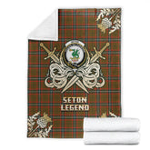 Seton Hunting Modern Tartan Gold Courage Symbol Blanket