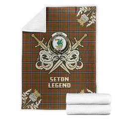 Seton Hunting Modern Tartan Gold Courage Symbol Blanket