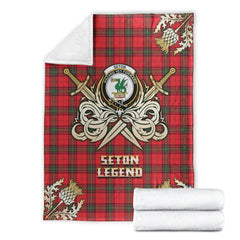 Seton Modern Tartan Gold Courage Symbol Blanket