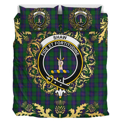 Shaw Tartan Crest Bedding Set - Golden Thistle Style