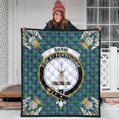 Shaw Ancient Tartan Crest Premium Quilt - Gold Thistle Style