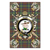 Shaw Green Modern Tartan Crest Black Garden Flag - Gold Thistle Style