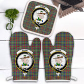 Shaw Green Modern Tartan Crest Oven Mitt And Pot Holder (2 Oven Mitts + 1 Pot Holder)