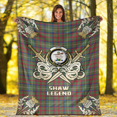 Shaw Green Modern Tartan Gold Courage Symbol Blanket