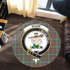 Shaw Green Modern Tartan Crest Round Rug