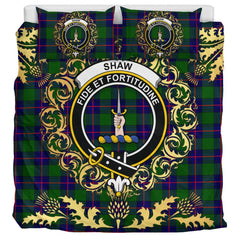 Shaw Modern Tartan Crest Bedding Set - Golden Thistle Style