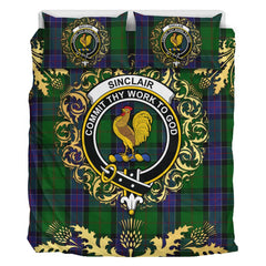 Sinclair Hunting 02 Tartan Crest Bedding Set - Golden Thistle Style