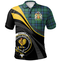 Sinclair Hunting Ancient Tartan Polo Shirt - Royal Coat Of Arms Style