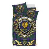 Sinclair Hunting Modern Tartan Crest Bedding Set - Golden Thistle Style