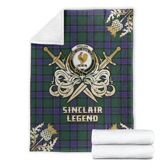 Sinclair Hunting Modern Tartan Gold Courage Symbol Blanket