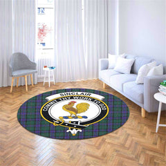 Sinclair Hunting Modern Tartan Crest Round Rug