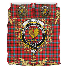 Sinclair Modern Tartan Crest Bedding Set - Golden Thistle Style