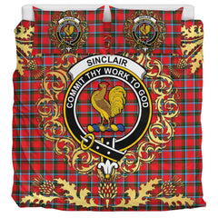 Sinclair Modern Tartan Crest Bedding Set - Golden Thistle Style