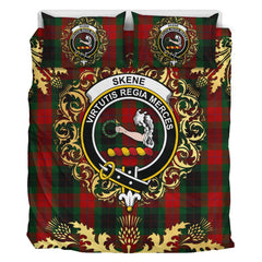Skene of Cromar 02 Tartan Crest Bedding Set - Golden Thistle Style
