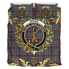 Spens (Spence) Tartan Crest Bedding Set - Golden Thistle Style