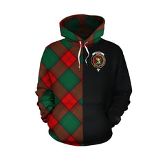 Stewart Atholl Modern Tartan Hoodie Half of Me - Cross Style