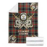 Stewart Black Tartan Gold Courage Symbol Blanket