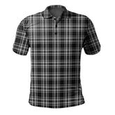 Stewart Black and White Tartan Polo Shirt