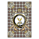 Stewart Dress Ancient Tartan Crest Black Garden Flag - Gold Thistle Style