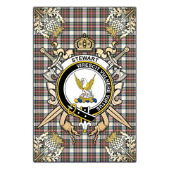 Stewart Dress Ancient Tartan Crest Black Garden Flag - Gold Thistle Style