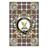 Stewart Dress Modern Tartan Crest Black Garden Flag - Gold Thistle Style
