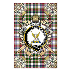 Stewart Dress Modern Tartan Crest Black Garden Flag - Gold Thistle Style