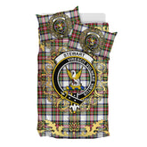 Stewart Dress Modern Tartan Crest Bedding Set - Golden Thistle Style