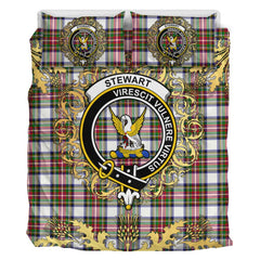 Stewart Dress Modern Tartan Crest Bedding Set - Golden Thistle Style