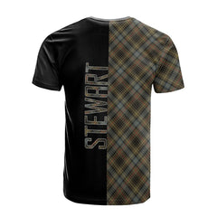 Stewart Hunting Weathered Tartan T-Shirt Half of Me - Cross Style