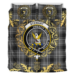 Stewart Mourning 02 Tartan Crest Bedding Set - Golden Thistle Style