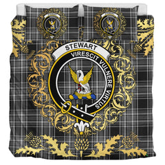 Stewart Mourning 02 Tartan Crest Bedding Set - Golden Thistle Style