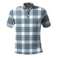 Stewart Muted Blue Tartan Polo Shirt
