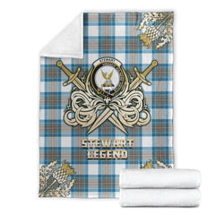 Stewart Muted Blue Tartan Gold Courage Symbol Blanket