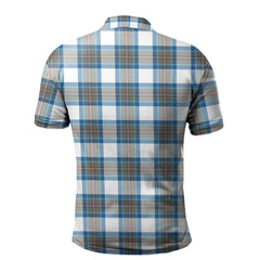Stewart Muted Blue Tartan Polo Shirt