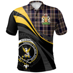 Stewart Navy Tartan Polo Shirt - Royal Coat Of Arms Style