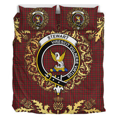 Stewart Royal 01 Tartan Crest Bedding Set - Golden Thistle Style