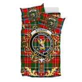 Stewart Royal Modern 02 Tartan Crest Bedding Set - Golden Thistle Style