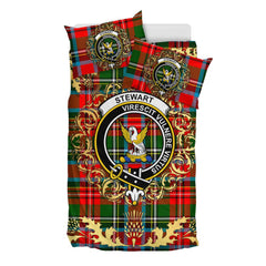 Stewart Royal Modern 02 Tartan Crest Bedding Set - Golden Thistle Style