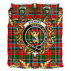 Stewart Royal Modern 02 Tartan Crest Bedding Set - Golden Thistle Style