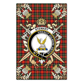 Stewart Royal Modern Tartan Crest Black Garden Flag - Gold Thistle Style