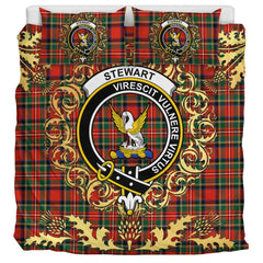 Stewart Royal Modern Tartan Crest Bedding Set - Golden Thistle Style