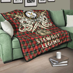 Stewart Royal Modern Tartan Crest Legend Gold Royal Premium Quilt