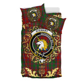 Stewart of Appin 01 Tartan Crest Bedding Set - Golden Thistle Style