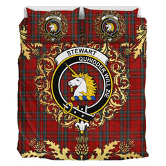 Stewart of Appin 03 Tartan Crest Bedding Set - Golden Thistle Style